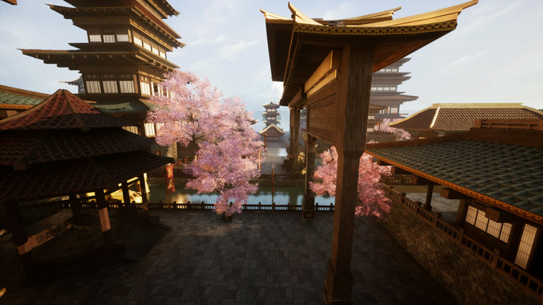 Medieval Asian Town in the FPVSIM desktop simulator